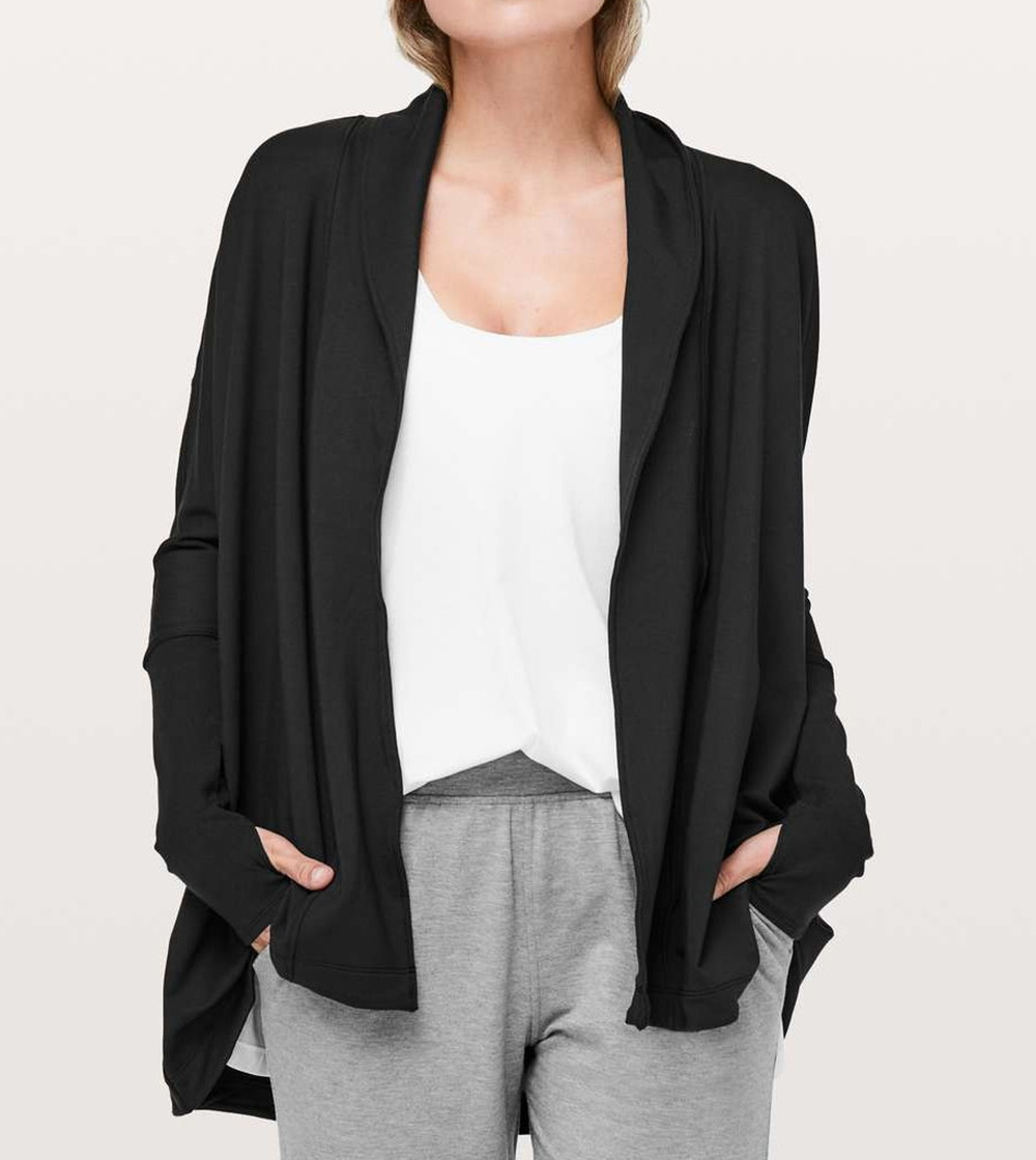 Lululemon Back in Action Cardigan Long Sleeve Wrap Black 6